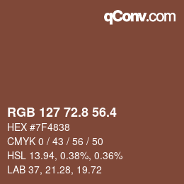 カラーコード: RGB 127 72.8 56.4 | qconv.com