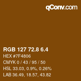 カラーコード: RGB 127 72.8 6.4 | qconv.com