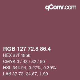 カラーコード: RGB 127 72.8 86.4 | qconv.com