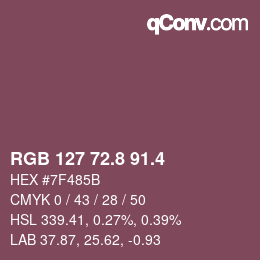 カラーコード: RGB 127 72.8 91.4 | qconv.com