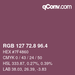 カラーコード: RGB 127 72.8 96.4 | qconv.com