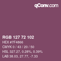 Color code: RGB 127 72 102 | qconv.com