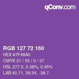 Color code: RGB 127 72 160 | qconv.com
