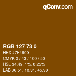 Color code: RGB 127 73 0 | qconv.com