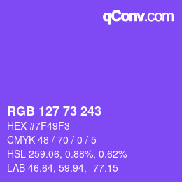 Código de color: RGB 127 73 243 | qconv.com
