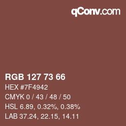 カラーコード: RGB 127 73 66 | qconv.com
