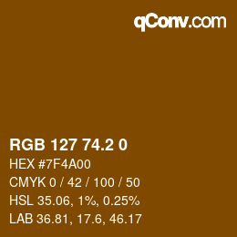 カラーコード: RGB 127 74.2 0 | qconv.com