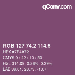 カラーコード: RGB 127 74.2 114.6 | qconv.com