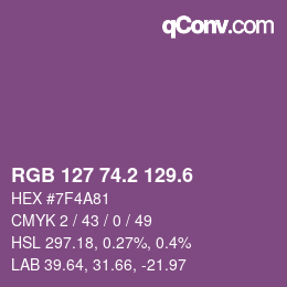 カラーコード: RGB 127 74.2 129.6 | qconv.com