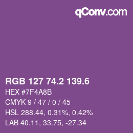 カラーコード: RGB 127 74.2 139.6 | qconv.com