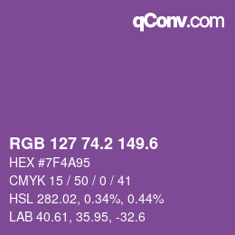 カラーコード: RGB 127 74.2 149.6 | qconv.com