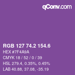 カラーコード: RGB 127 74.2 154.6 | qconv.com