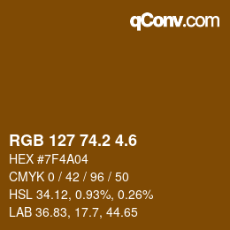 カラーコード: RGB 127 74.2 4.6 | qconv.com