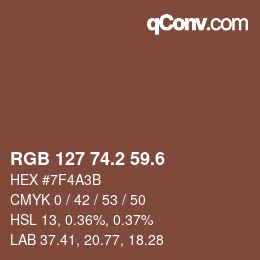 カラーコード: RGB 127 74.2 59.6 | qconv.com