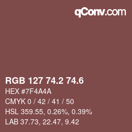 カラーコード: RGB 127 74.2 74.6 | qconv.com