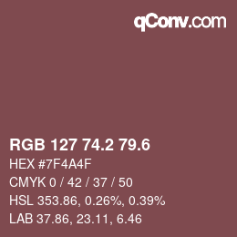 カラーコード: RGB 127 74.2 79.6 | qconv.com