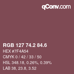 カラーコード: RGB 127 74.2 84.6 | qconv.com