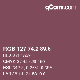 カラーコード: RGB 127 74.2 89.6 | qconv.com