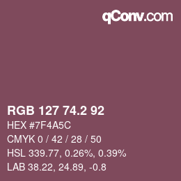 カラーコード: RGB 127 74.2 92 | qconv.com