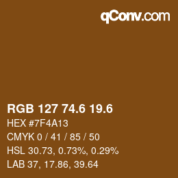 カラーコード: RGB 127 74.6 19.6 | qconv.com