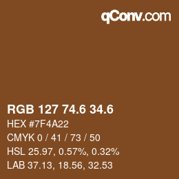カラーコード: RGB 127 74.6 34.6 | qconv.com