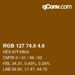 カラーコード: RGB 127 74.6 4.6 | qconv.com