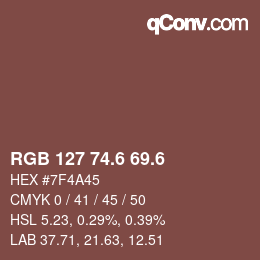 カラーコード: RGB 127 74.6 69.6 | qconv.com
