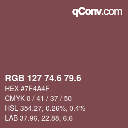 カラーコード: RGB 127 74.6 79.6 | qconv.com