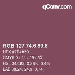 カラーコード: RGB 127 74.6 89.6 | qconv.com