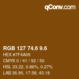 カラーコード: RGB 127 74.6 9.6 | qconv.com