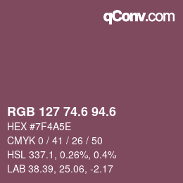 カラーコード: RGB 127 74.6 94.6 | qconv.com