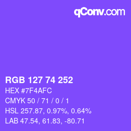 Color code: RGB 127 74 252 | qconv.com