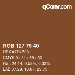 Color code: RGB 127 75 40 | qconv.com
