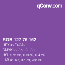 Color code: RGB 127 76 162 | qconv.com