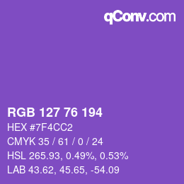 Farbcode: RGB 127 76 194 | qconv.com