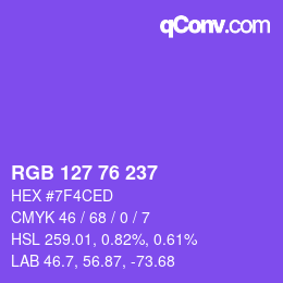 Color code: RGB 127 76 237 | qconv.com