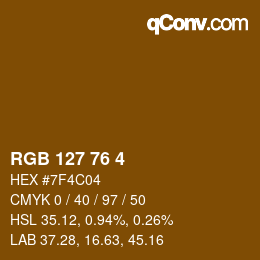 Color code: RGB 127 76 4 | qconv.com
