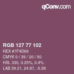 Código de color: RGB 127 77 102 | qconv.com