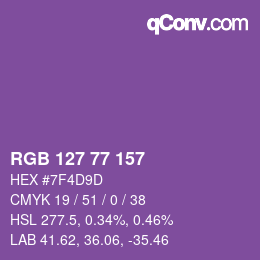 Color code: RGB 127 77 157 | qconv.com