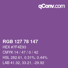 颜色代码: RGB 127 78 147 | qconv.com
