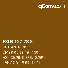 Color code: RGB 127 78 8 | qconv.com