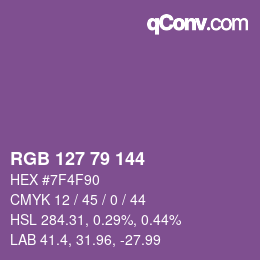 カラーコード: RGB 127 79 144 | qconv.com