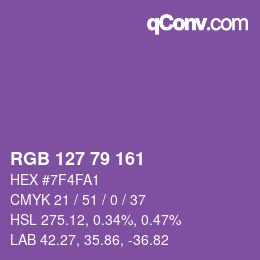 颜色代码: RGB 127 79 161 | qconv.com
