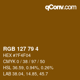Color code: RGB 127 79 4 | qconv.com