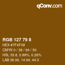 Color code: RGB 127 79 8 | qconv.com