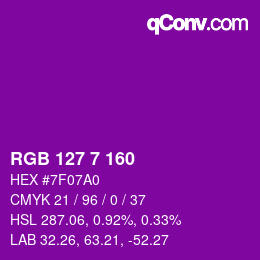 Color code: RGB 127 7 160 | qconv.com