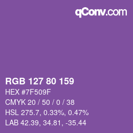 カラーコード: RGB 127 80 159 | qconv.com