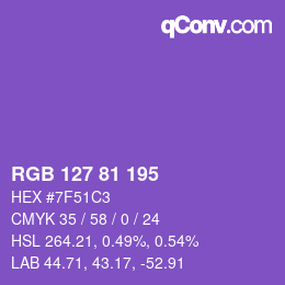 颜色代码: RGB 127 81 195 | qconv.com