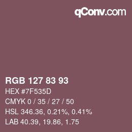 カラーコード: RGB 127 83 93 | qconv.com