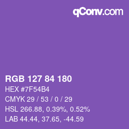 カラーコード: RGB 127 84 180 | qconv.com